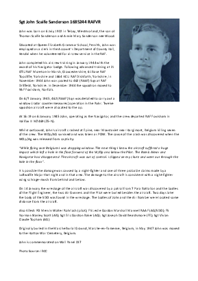 A preview of a PDF biography for Sanderson, John Scaife